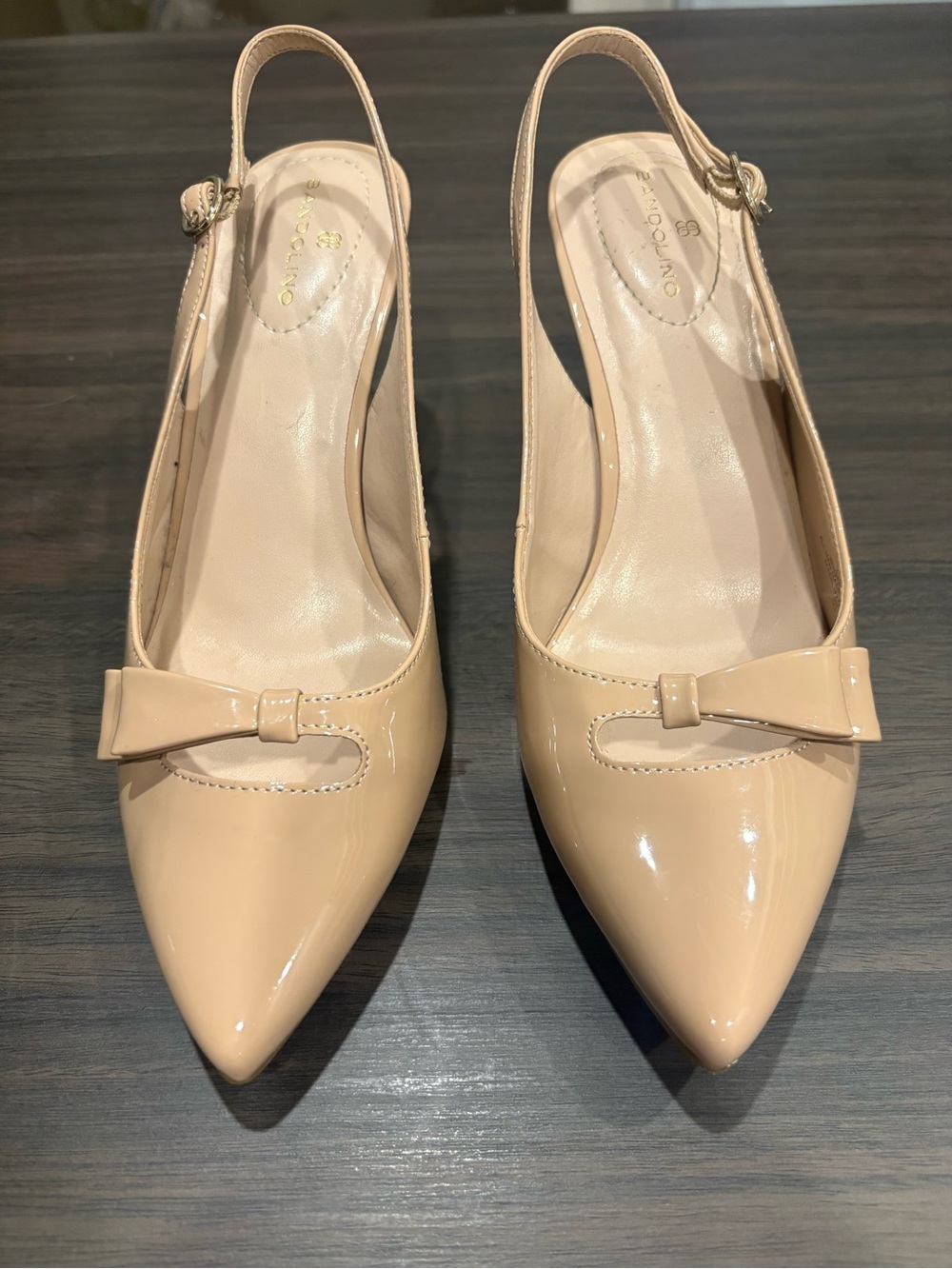 Neutral Patent Slingback Pointed-Toe with Bow